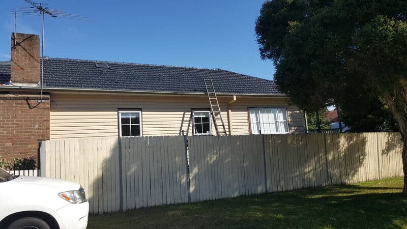 Weathered roof after roofing work